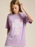 Puff Sheer Lace Cross Graphic Tee